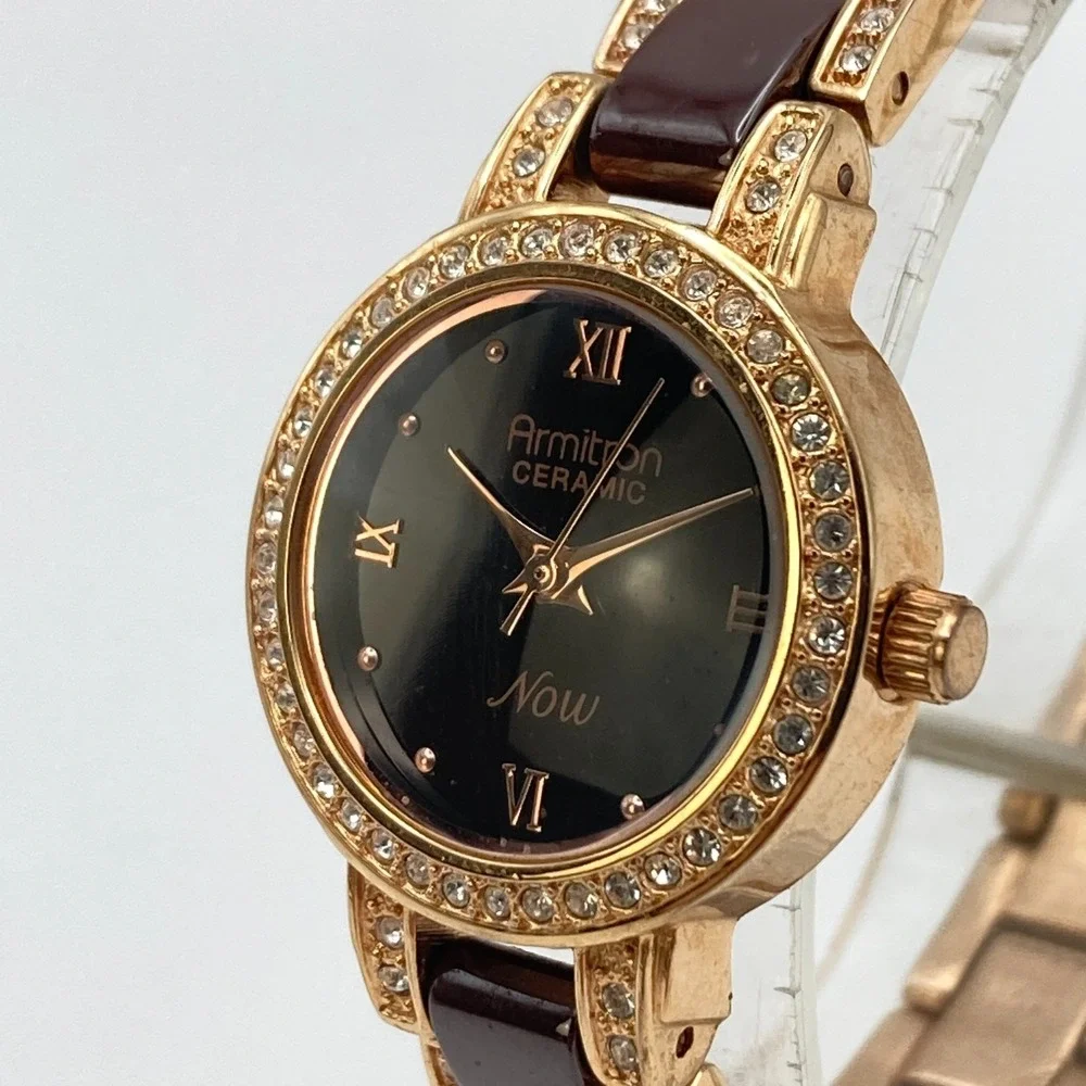 Armitron Now Women's Watch 24mm Rose Gold Tone Ceramic Crystals New Battery 7